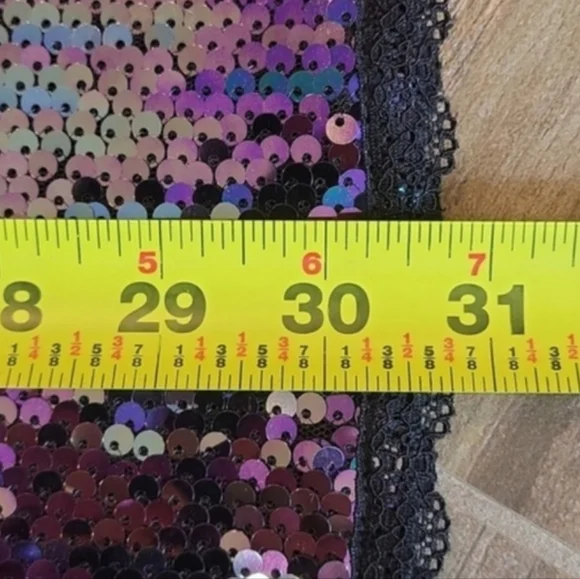 Sequin Lace Trim Strappy Back Lined Mini Dress, XS - Picture 9 of 12